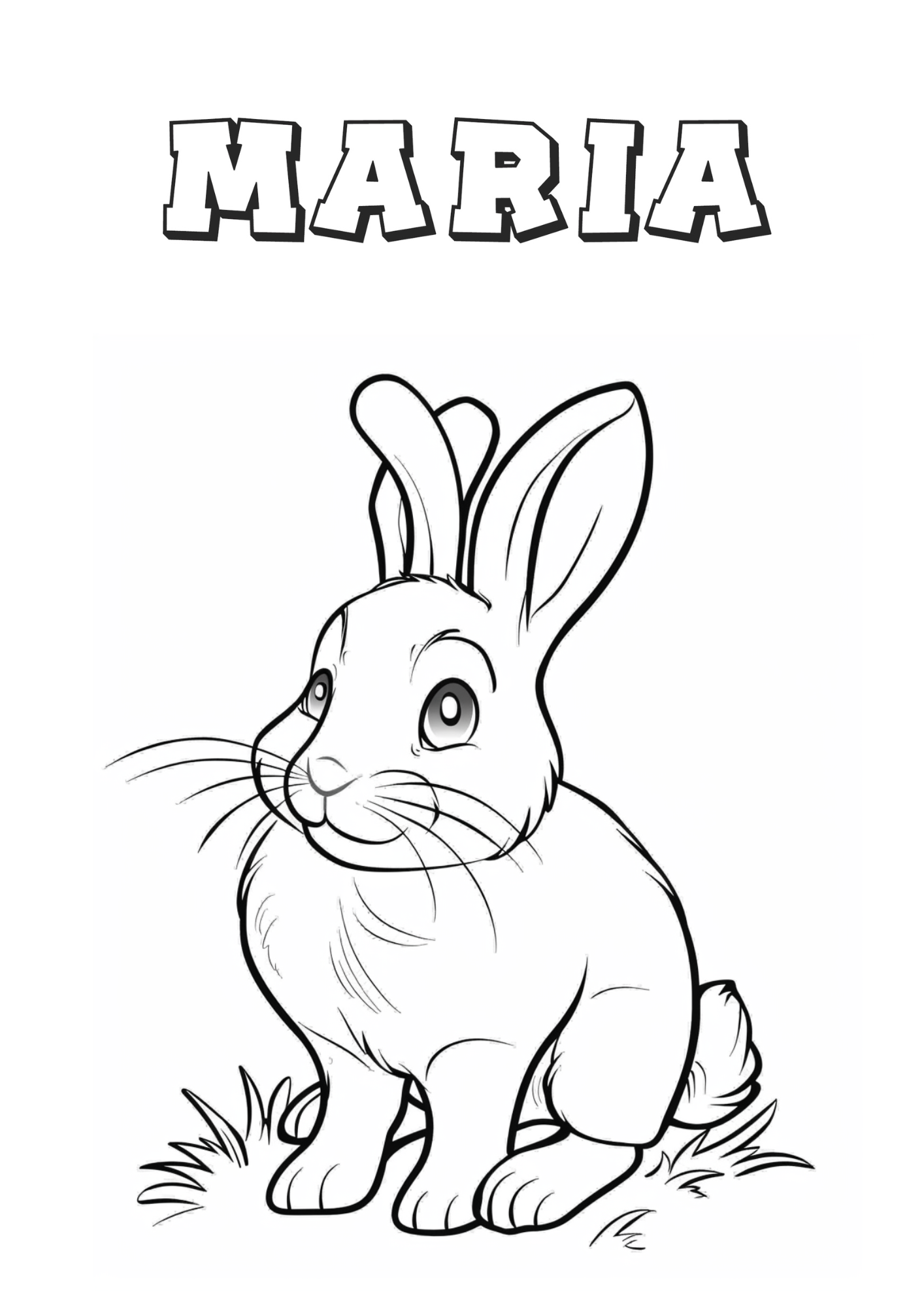 Happy Birthday Bunny Rabbit- Customized Downloadable Coloring Sheets (Copy)