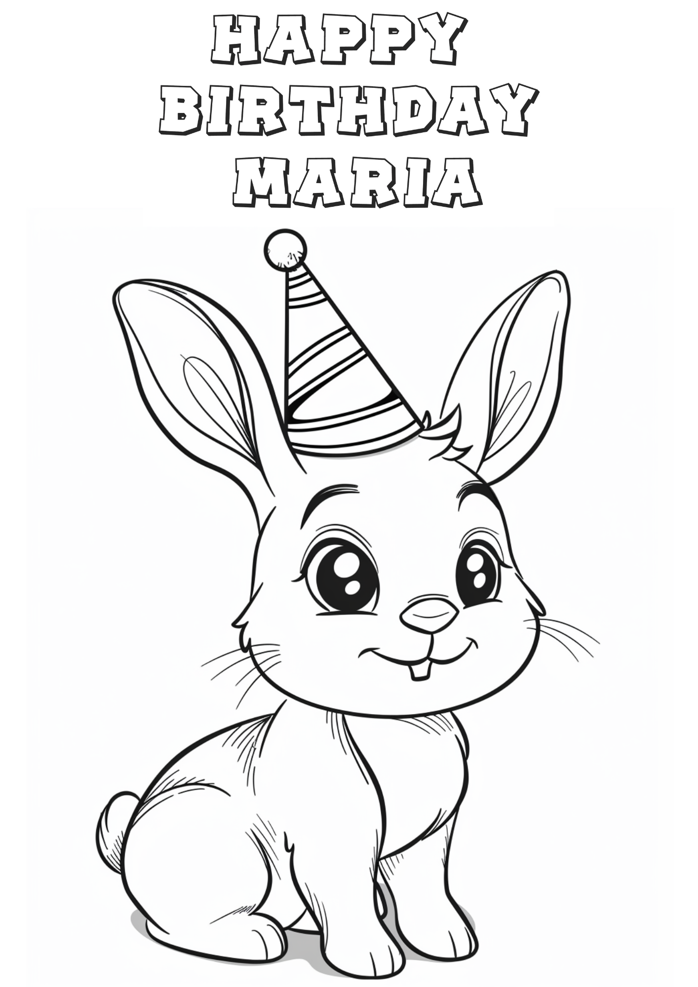 Happy Birthday Bunny Rabbit- Customized Downloadable Coloring Sheets (Copy)