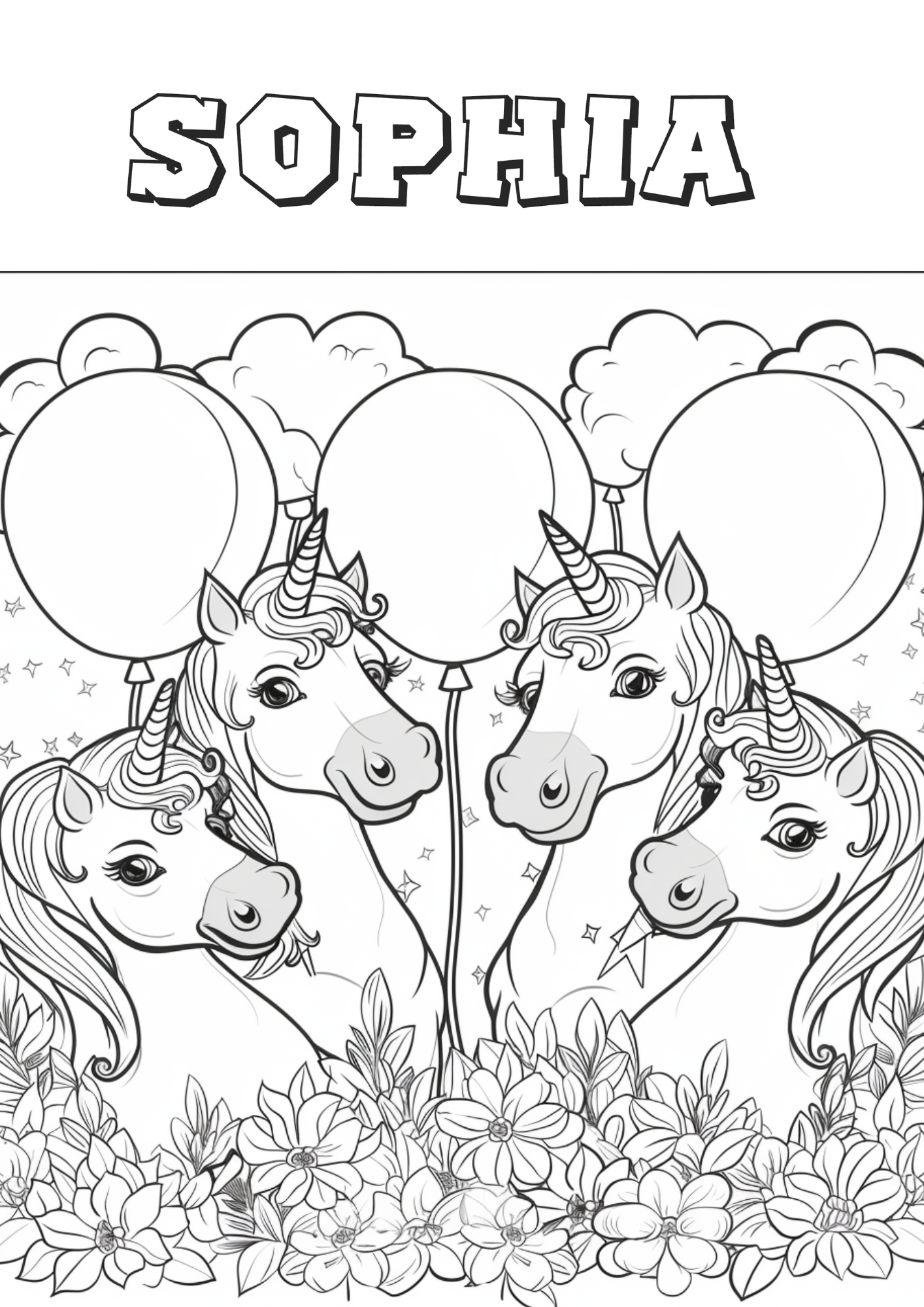 Happy Birthday Unicorn - Customized Downloadable Coloring Sheets